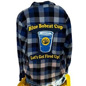 Montana State Bobcat Plaid Flannel Shirt SMALL University Unique Football MSU